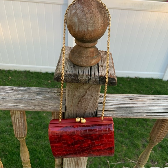 Isabella Fiore Croc Embossed Hardshell Bag Purse - Picture 5 of 10